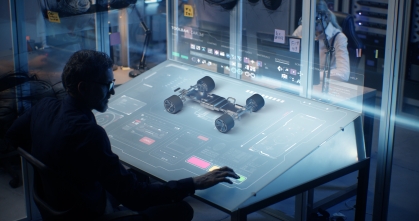 Professional engineer developing modern car design.