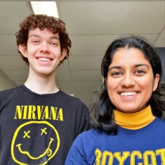 Photo of Maxim Arkhipov on the left and Sriya Bapatla on the right