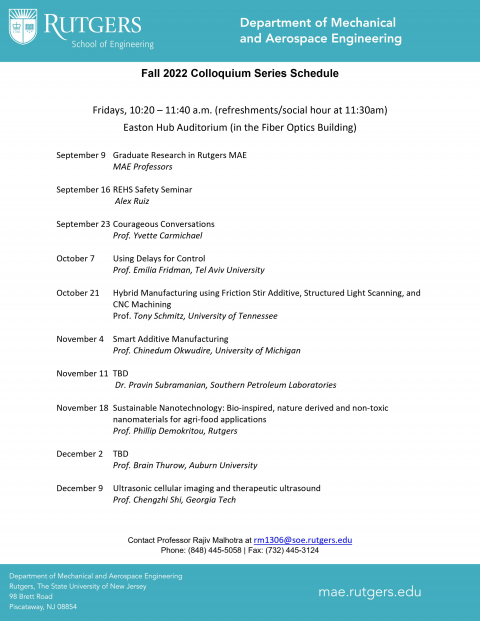 Fall 2022 Colloquium Series Schedule